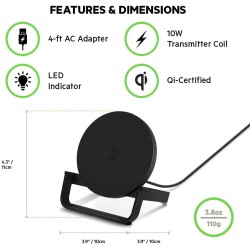 Зарядно Belkin BOOST_CHARGE Wireless Charging Stand 10W - White