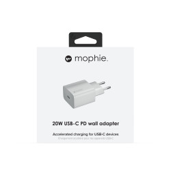 Зарядно Mophie 20W USB-C PD wall adapter EU, White