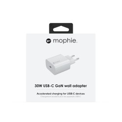 Зарядно Mophie 30W USB-C GaN wall adapter, White