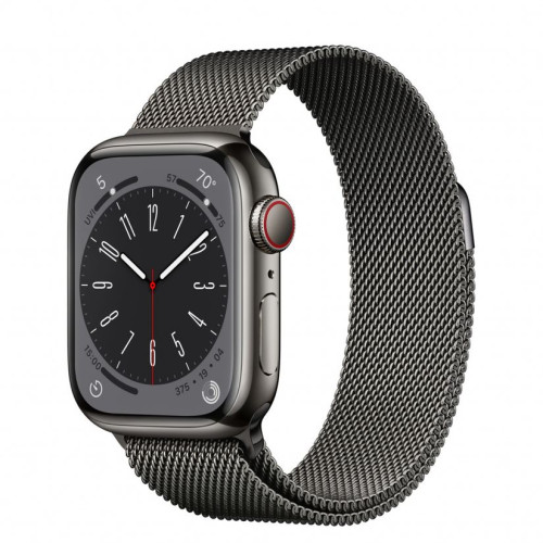 Часовник Apple Watch Series 8 Cellular 41 mm Stainless Steel Case Milanese Loop, Graphite/Graphite