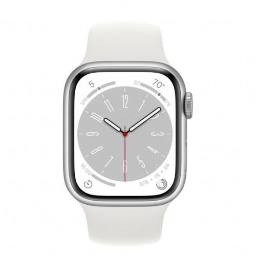 Часовник Apple Watch Series 8 GPS 41 mm Aluminium Case Sport Band, Silver/White