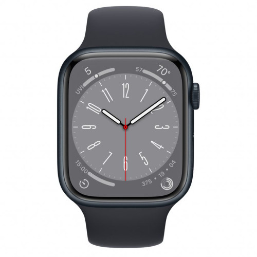 Часовник Apple Watch Series 8 GPS 45 mm Aluminium Case Sport Band, Midnight/Midnight