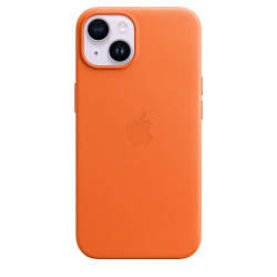 Кожен калъф Apple iPhone 14 Leather Case with MagSafe, Orange
