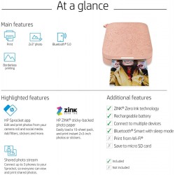Мобилен принтер за снимки HP SPROCKET 2X3" Pink