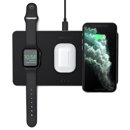 Зарядно устройствоSatechi Trio Wireless Charging Pad (Apple Watch, Airpods, iPhone) - Black