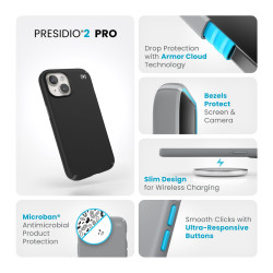 Калъф Speck iPhone 15 Presidio2 Pro, Black/Slate Grey