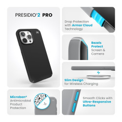 Калъф Speck iPhone 15 Pro Max Presidio2 Pro, Black/Slate Grey