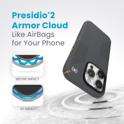 Калъф Speck iPhone 15 Pro Presidio2 Grip, Charcoal Grey/Cool