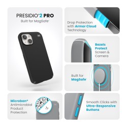 Калъф Speck  iPhone 15 Presidio2 Pro MagSafe, Black/Slate Grey