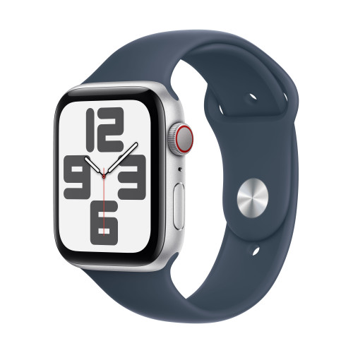 Часовник Apple Watch SE2 v2 Cellular 44mm Silver Alu Case w Storm Blue Sport Band - S/M