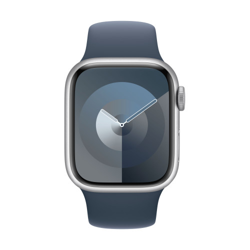 Часовник Apple Watch S9 GPS 41mm Silver Alu Case w Storm Blue Sport Band - S/M