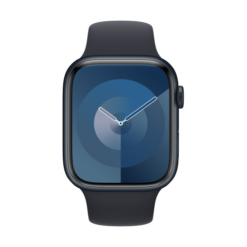 Часовник Apple Watch Series 9 GPS 45 mm Aluminium Case Sport Band, Midnight/Midnight - S/M