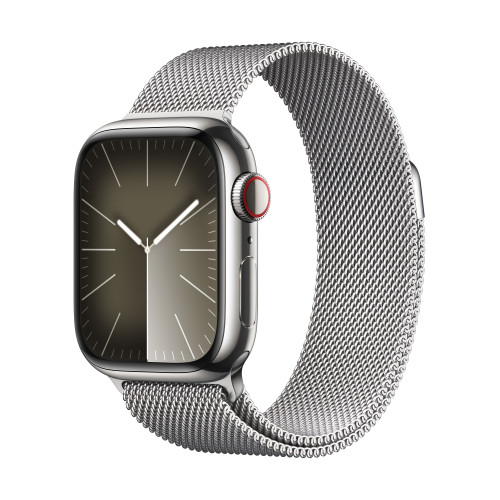 Часовник Apple Watch S9 Cellular 41mm Silver Stainless Steel Case w Silver Milanese Loop