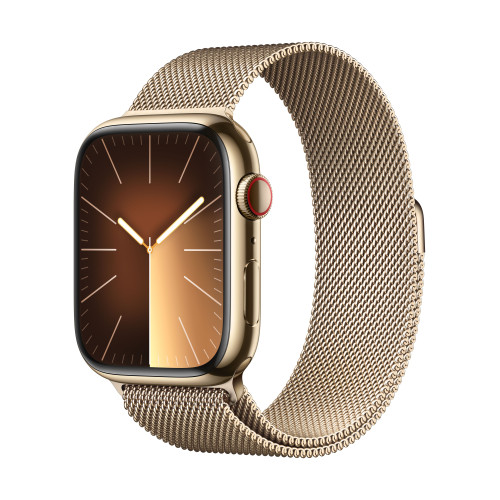 Часовник Apple Watch S9 Cellular 45mm Gold Stainless Steel Case w Gold Milanese Loop
