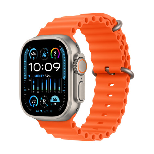 Часовник Apple Watch Ultra2 Cellular, 49mm Titanium Case w Orange Ocean Band