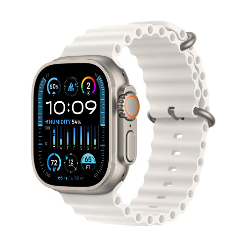 Часовник Apple Watch Ultra2 Cellular, 49mm Titanium Case w White Ocean Band