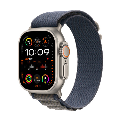Часовник Apple Watch Ultra2 Cellular, 49mm Titanium Case w Blue Alpine Loop - Medium