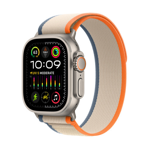 Часовник Apple Watch Ultra2 Cellular, 49mm Titanium Case w Orange/Beige Trail Loop - S/M