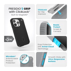 Калъф Speck Presidio2 Grip, за iPhone 15 Pro, MagSafe +