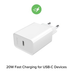 Зарядно Mophie Essentials ACC PWR Adapter USB-C 20W PD White-EU