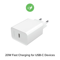 Зарядно Mophie Essentials ACC PWR Adapter USB-C 20W PD White-EU