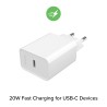Зарядно Mophie Essentials ACC PWR Adapter USB-C 20W PD White-EU