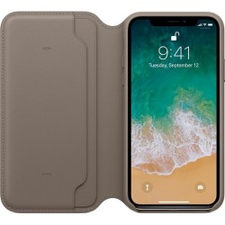 Калъф Apple iPhone X Leather Folio - Taupe