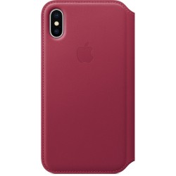 Калъф Apple iPhone X Leather Folio - Berry