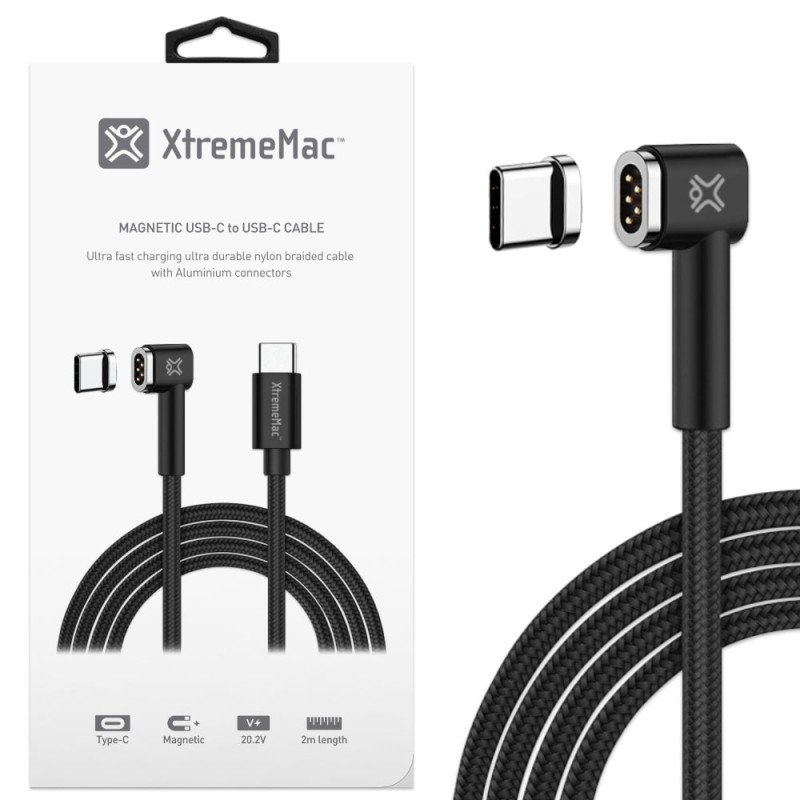 Кабел XtremeMac Magnetic USB-C to USB-C Cable - 2m - Black Кабел XtremeMac Magnetic USB-C to USB-C Cable - 2m - Black